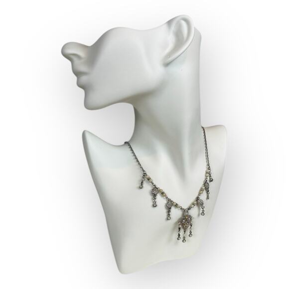 Vintage 925 Sterling Silver Filigree Necklace Drops 18” - Picture 5 of 8